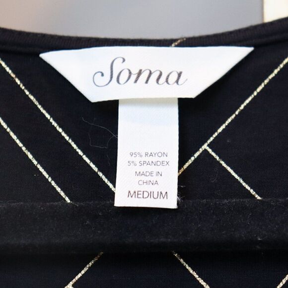 Soma Black and Gold Geometric Print Shift Dress - Picture 4 of 5